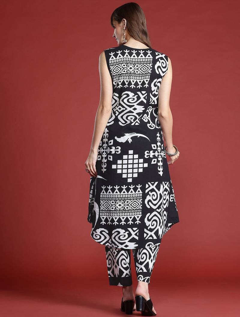 Ethnic Motifs Printed Pleated Pure Cotton Kurta with Trousers