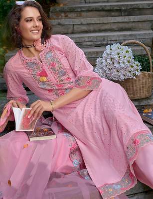Women Floral Embroidered Regular Pure Cotton Kurta with Trousers & Dupatta 6