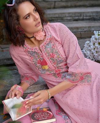 Women Floral Embroidered Regular Pure Cotton Kurta with Trousers & Dupatta 7