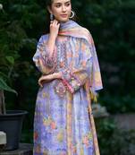 Women Floral Printed Regular Thread Work Linen Kurta with Trousers & With Dupatta