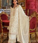 Women Ethnic Motifs Embroidered Regular Thread Work Kurta with Palazzos & Dupatta