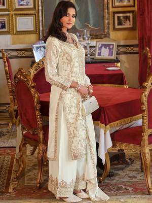 Women Ethnic Motifs Embroidered Regular Thread Work Kurta with Palazzos & Dupatta 3