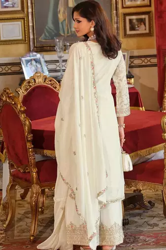 Women Ethnic Motifs Embroidered Regular Thread Work Kurta with Palazzos & Dupatta
