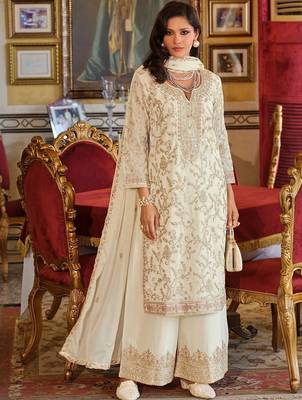 Women Ethnic Motifs Embroidered Regular Thread Work Kurta with Palazzos & Dupatta 6