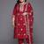 Plus Size Red Embroidered Straight Kurta Trousers With Dupatta Set