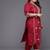 Plus Size Red Embroidered Straight Kurta Trousers With Dupatta Set