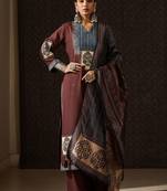 Ethnic Motifs Printed V-Neck Straight Kurta With Trousers & Dupatta