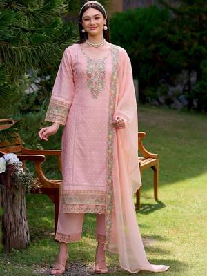Women Ethnic Motifs Embroidered Regular Thread Work Pure Cotton Kurta with Trousers & With Dupatta 4