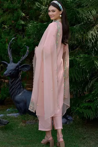 Women Ethnic Motifs Embroidered Regular Thread Work Pure Cotton Kurta with Trousers & With Dupatta