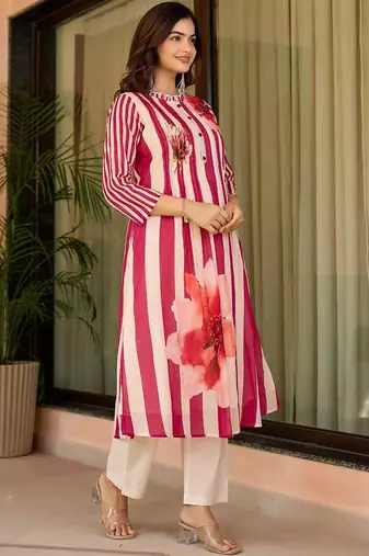 Women Floral Printed Regular Pure Cotton Kurta with Trousers