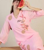 Women Floral Embroidered Cotton Kurta with Trousers