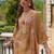 Women Floral Embroidered Beads and Stones Linen Kurta, Trousers With Dupatta