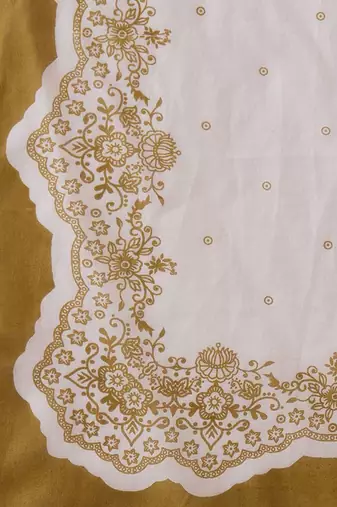 Floral Embroidered Sequinned Pure Cotton Straight Kurta With Trousers & Dupatta