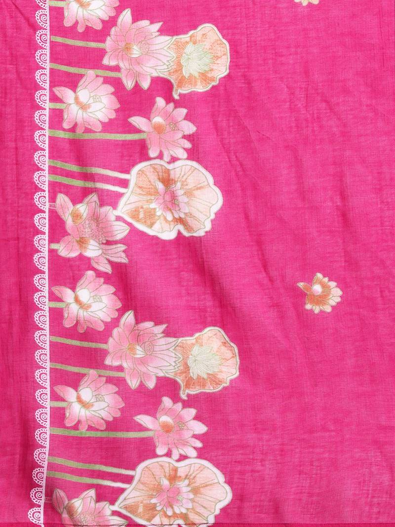 Floral Printed Regular Pure Cotton Kurta with Trousers & Dupatta