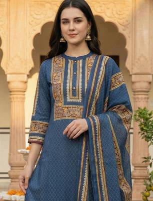 Women Ethnic Motifs Printed Regular Pure Cotton Kurta with Trousers & With Dupatta 2