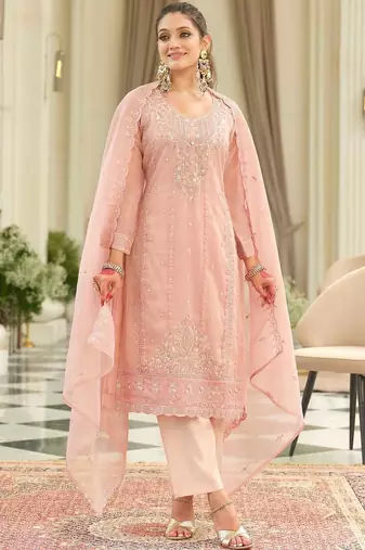 Women Ethnic Motifs Embroidered Regular Sequinned Kurta with Trousers & With Dupatta