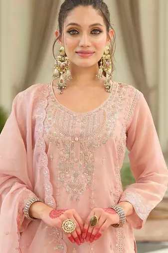 Women Ethnic Motifs Embroidered Regular Sequinned Kurta with Trousers & With Dupatta