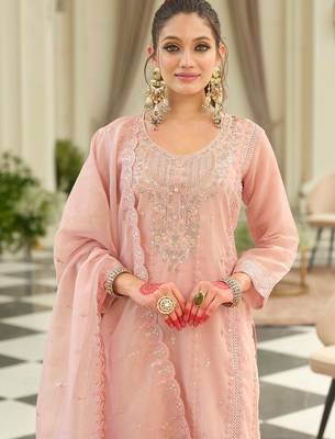 Women Ethnic Motifs Embroidered Regular Sequinned Kurta with Trousers & With Dupatta 4