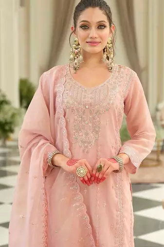 Women Ethnic Motifs Embroidered Regular Sequinned Kurta with Trousers & With Dupatta