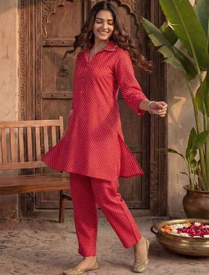 Women Ethnic Motifs Printed Regular Gotta Patti Kurta with Trousers 4