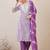 Floral Embroidered Round Neck Pure Cotton Straight Kurta With Trousers & Dupatta