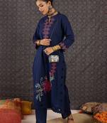 Women Ethnic Motifs Embroidered Regular Thread Work Pure Cotton Kurta with Trousers