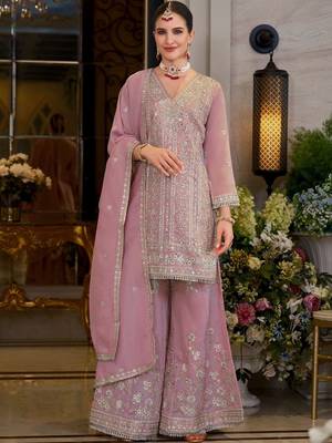 Women Ethnic Motifs Embroidered Regular Mirror Work Kurta with Sharara & With Dupatta 4