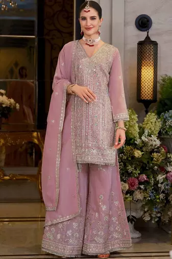 Women Ethnic Motifs Embroidered Regular Mirror Work Kurta with Sharara & With Dupatta