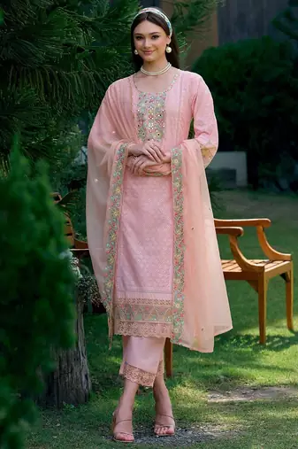 Women Ethnic Motifs Embroidered Regular Mirror Work  Cotton Kurta with Trousers & With Dupatta