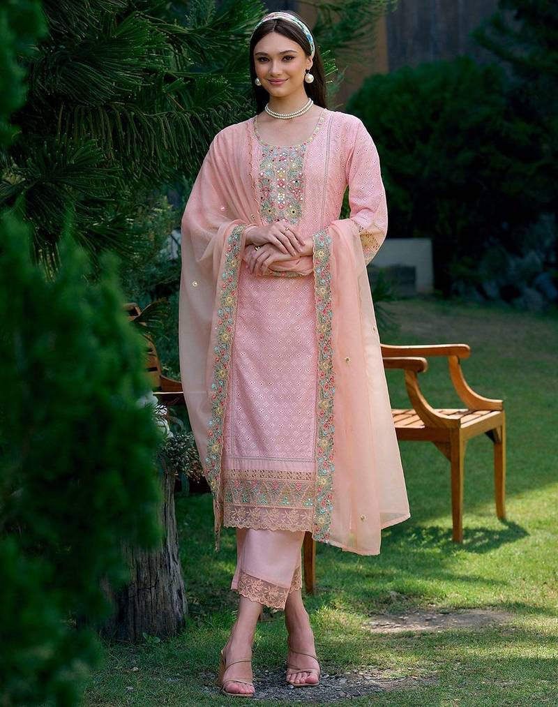 Women Ethnic Motifs Embroidered Regular Mirror Work Pure Cotton Kurta with Trousers & With Dupatta