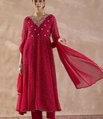 Women Ethnic Motifs Printed Regular Thread Work Kurta with Trousers & With Dupatta