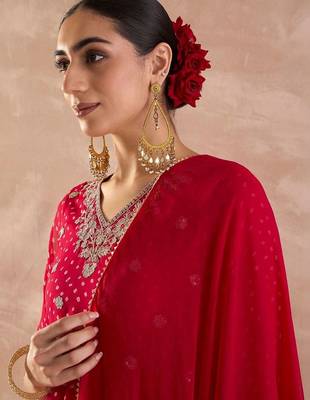 Women Ethnic Motifs Printed Regular Thread Work Kurta with Trousers & With Dupatta 2