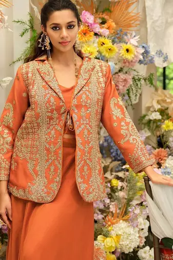 Women Ethnic Motifs Embroidered Regular Kurta with Palazzos