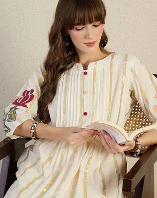 Floral Printed Pure Cotton A-Line Kurta With Trouser 2