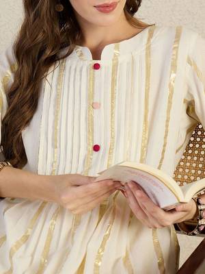 Floral Printed Pure Cotton A-Line Kurta With Trouser 3