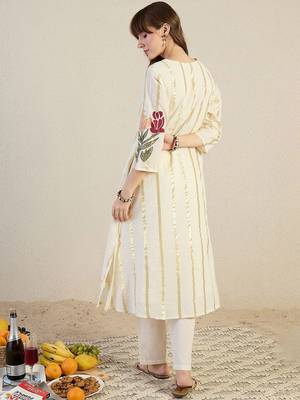Floral Printed Pure Cotton A-Line Kurta With Trouser 5
