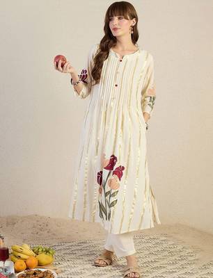 Floral Printed Pure Cotton A-Line Kurta With Trouser 6