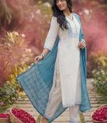 Women Ethnic Motifs Embroidered Regular Thread Work Kurta with Trousers & With Dupatta