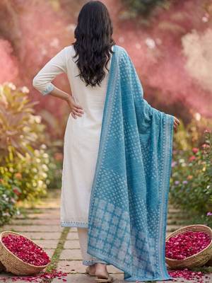 Women Ethnic Motifs Embroidered Regular Thread Work Kurta with Trousers & With Dupatta 4