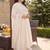 Plus Size Off White Embroidered Anarkali Kurta Trousers With Dupatta Set