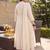 Plus Size Off White Embroidered Anarkali Kurta Trousers With Dupatta Set