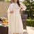 Plus Size Off White Embroidered Anarkali Kurta Trousers With Dupatta Set
