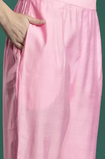 Floral Embroidered Thread Work Kurta with Trousers & With Dupatta