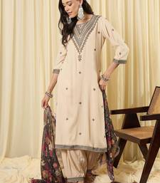 Women Ethnic Motifs Embroidered Regular Thread Work Kurta with Patiala & With Dupatta