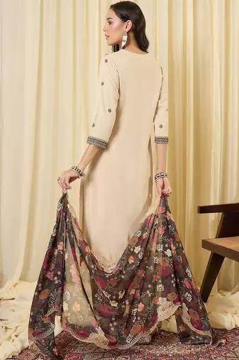 Women Ethnic Motifs Embroidered Regular Thread Work Kurta with Patiala & With Dupatta