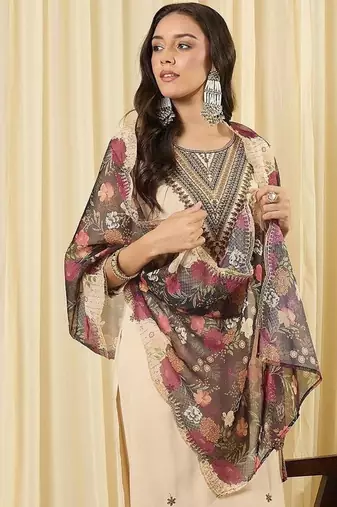Women Ethnic Motifs Embroidered Regular Thread Work Kurta with Patiala & With Dupatta