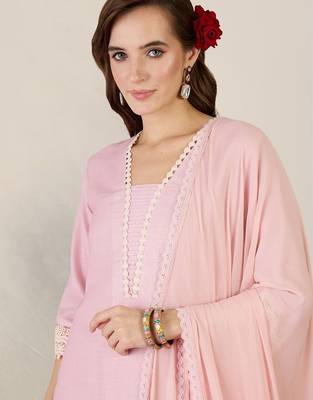Women Ethnic Motifs Printed Regular Linen Kurta with Trousers & With Dupatta 2