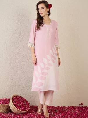 Women Ethnic Motifs Printed Regular Linen Kurta with Trousers & With Dupatta 3