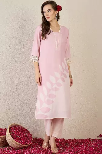 Women Ethnic Motifs Printed Regular Linen Kurta with Trousers & With Dupatta