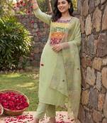 Women Ethnic Motifs Embroidered Regular Mirror Work Kurta with Trousers & With Dupatta